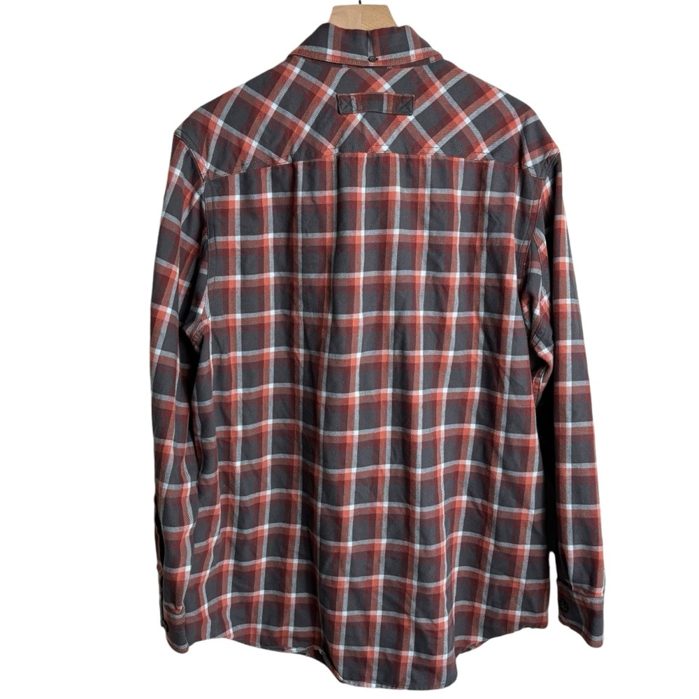Duluth Men’s Flannel Shirt Large Orange Gray Plaid Button Up Long Sleeve Pockets - Picture 5 of 5